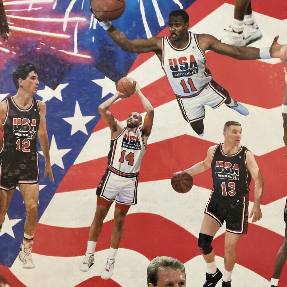 1992 STARLINE MICHAEL JORDAN & AMERICA’S DREAM TEAM OLYMPIC BASKETBALL POSTER - Picture 7 of 12
